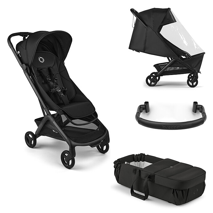 Poussette Compacte Butterfly 2 + Baby Nest + Barre de Protection + Protection Pluie - Heritage Black Bugaboo