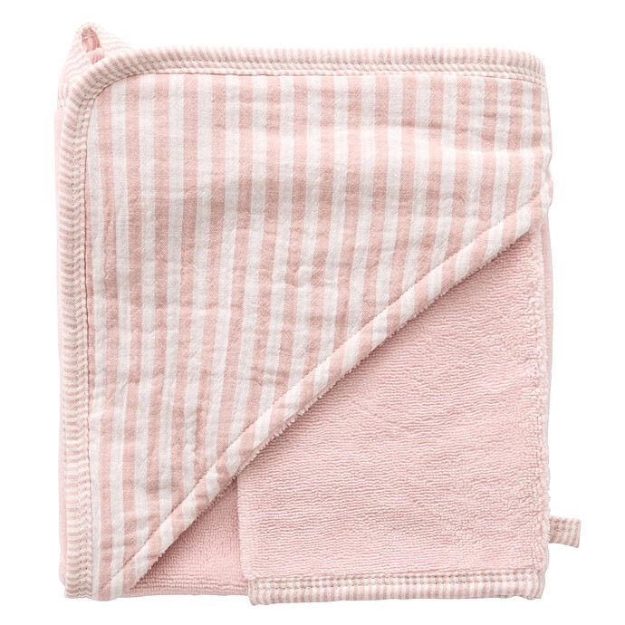 Cape de Bain et Gant - Rayé Vieux Rose BB&Co