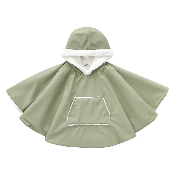 Poncho de Voyage Vert Sauge Sherpa Blanc - 1/2 Ans BB&Co