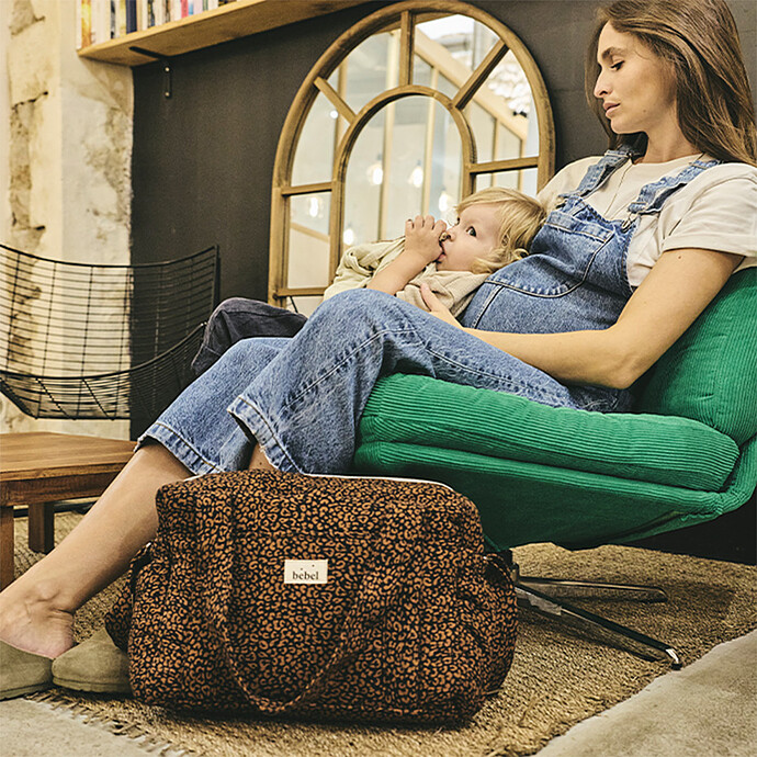 Sac à Langer Middle - Léopard Noir BEBEL