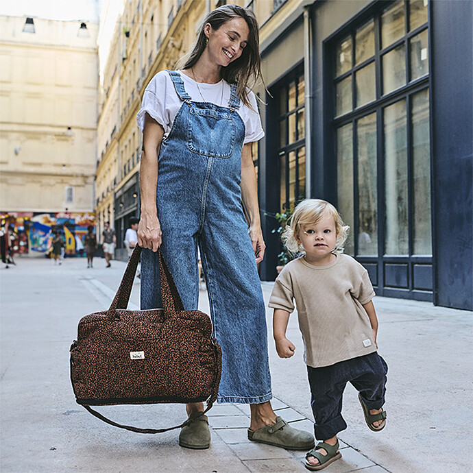 Sac à Langer 24/48H - Léopard Noir pas cher