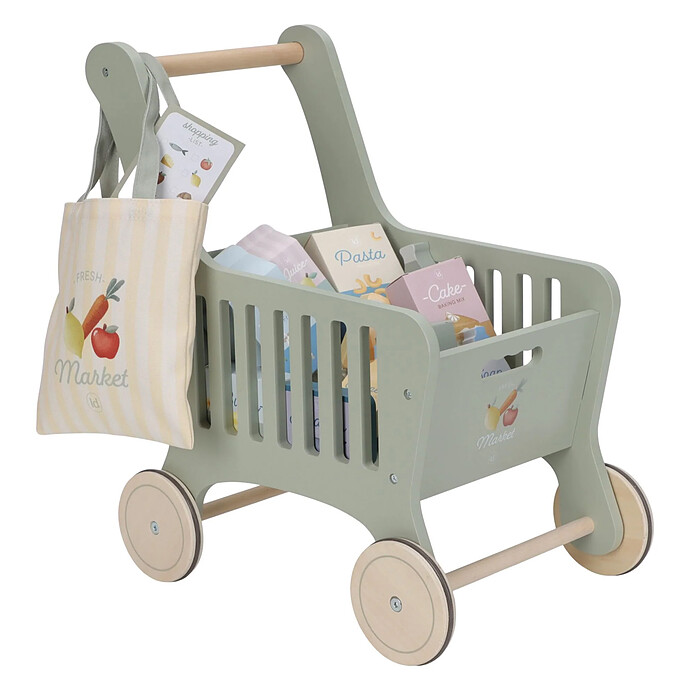 Chariot de Courses en Bois - Vert Little Dutch