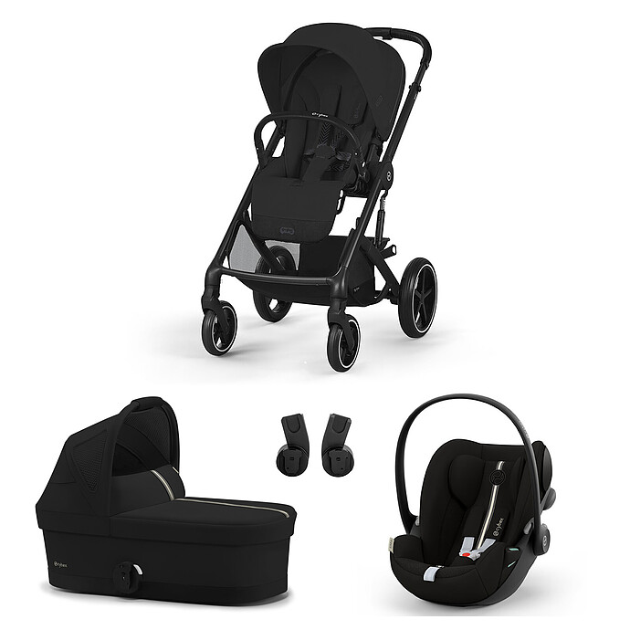 Poussette Trio Balios S Cadre Noir - Siège Auto Cloud G Plus i-Size - Nacelle S Lux - Moon Black Cybex