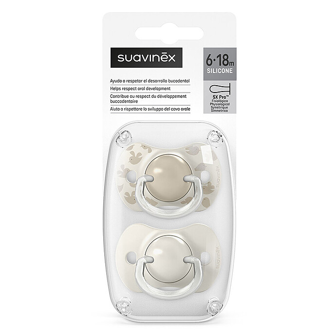 Avis Lot de 2 Sucettes Symétriques SX Pro Birdies Beige - 6/18 Mois