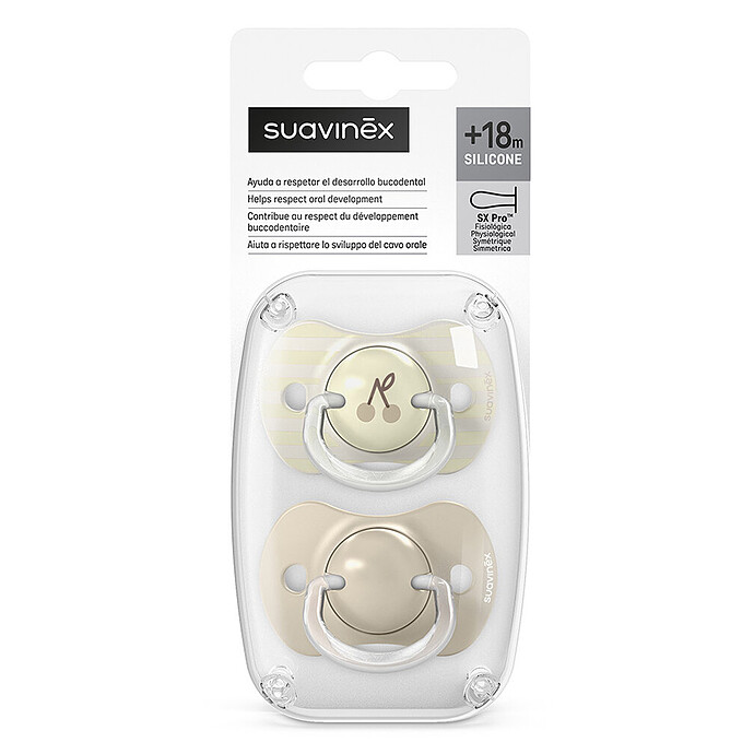 Avis Lot de 2 Sucettes Symétriques SX Pro Birdies Beige - 18 Mois +