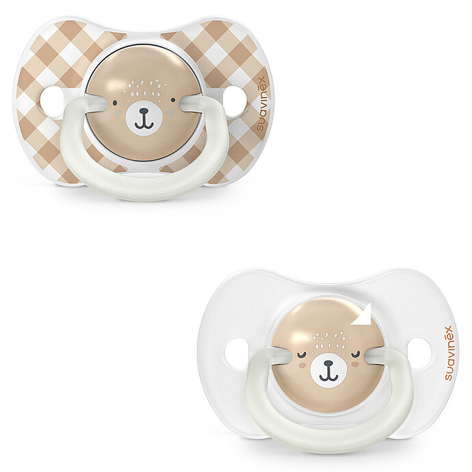 Lot de 2 Sucettes Symétriques SX Pro Night & Day Wild and Free Marron - 0/6 Mois Suavinex