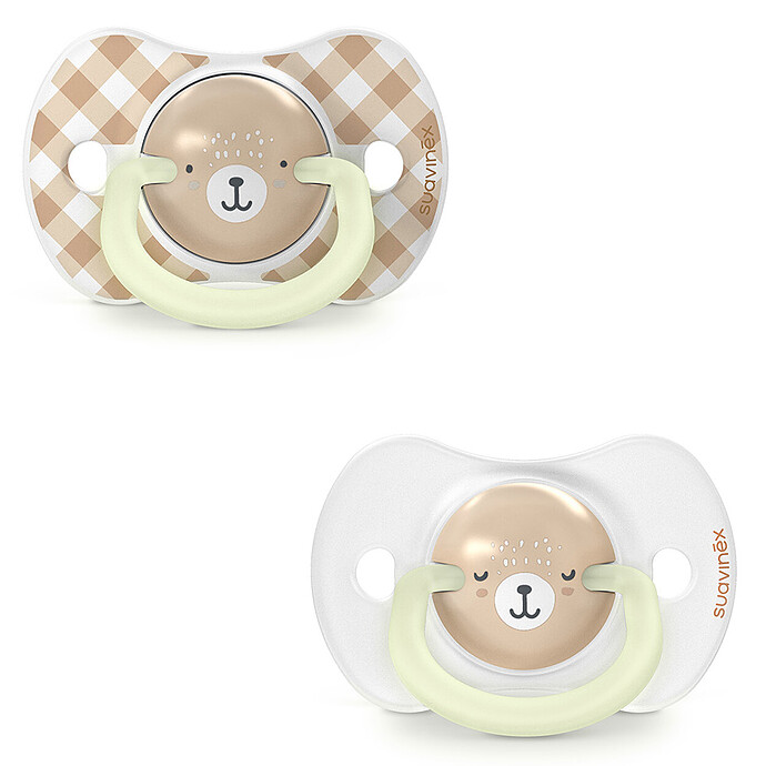Lot de 2 Sucettes Symétriques SX Pro Night & Day Wild and Free Marron - 0/6 Mois Suavinex