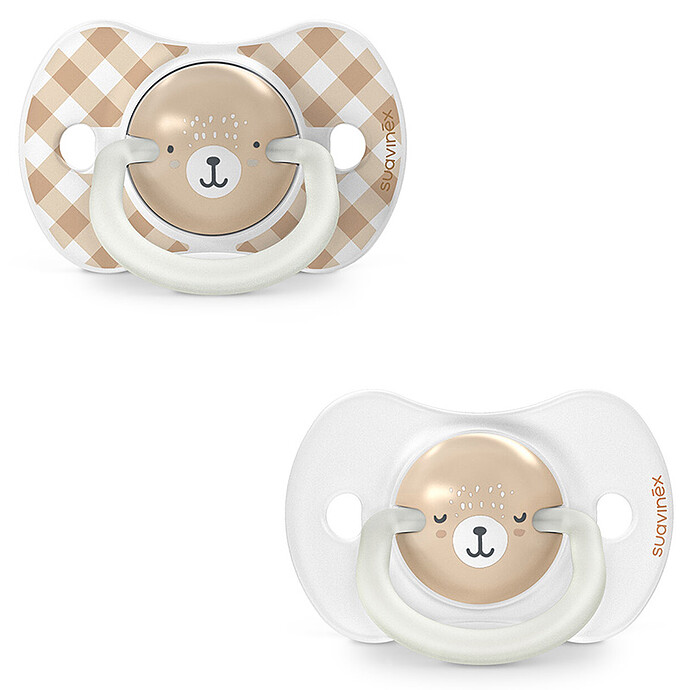 Lot de 2 Sucettes Symétriques SX Pro Night & Day Wild and Free Marron - 6/18 Mois Suavinex