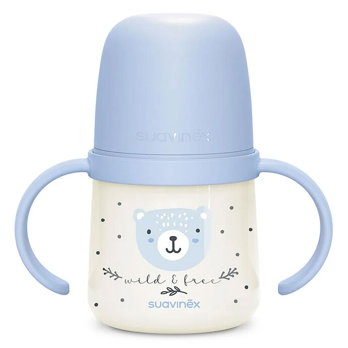 Biberon à Anses Wild & Free Night and Day Bleu - 150 ml  Suavinex