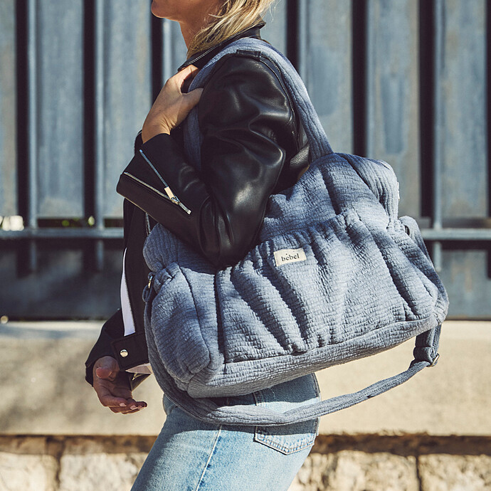 Sac à Langer Comme un Bonbon Wavy - Gris Clair BEBEL