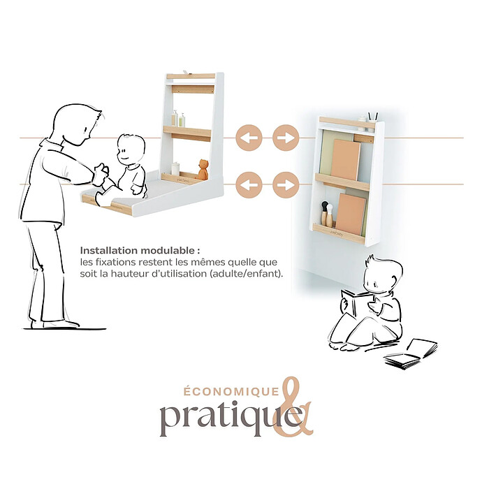 Avis Table à Langer Murale Nami - Kaki et Brun Orangé