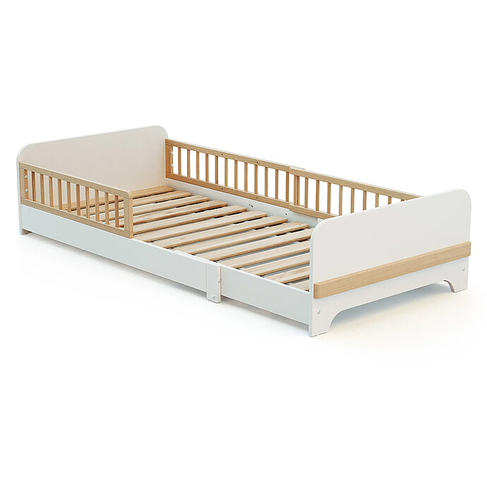 Lit au Sol Extensible Carrousel Blanc - 80 x 140-165-190 cm WEBABY