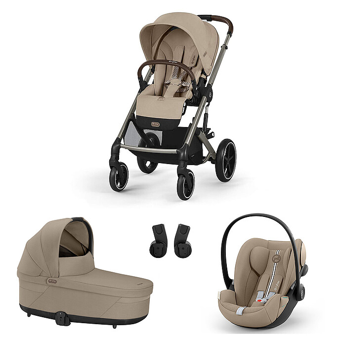 Poussette Trio Balios S Cadre Taupe - Siège Auto Cloud G Plus i-Size - Nacelle S Lux - Almond Beige Cybex