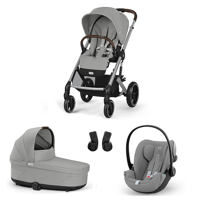 Poussette Trio Balios S Cadre Argent - Siège Auto Cloud G Plus i-Size - Nacelle S Lux - Stone Grey Cybex