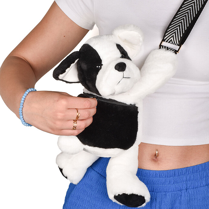 Avis Sac Doudou Bandoulière - Chien Noir et Blanc