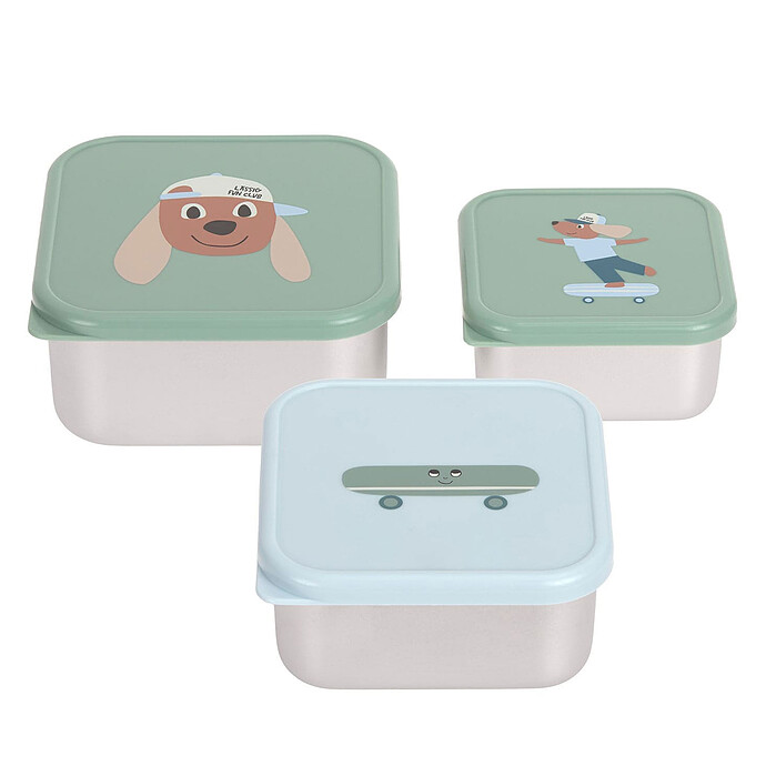 Lot de 3 Petites Boîtes à Goûter Tiny Team - Chien LÄSSIG
