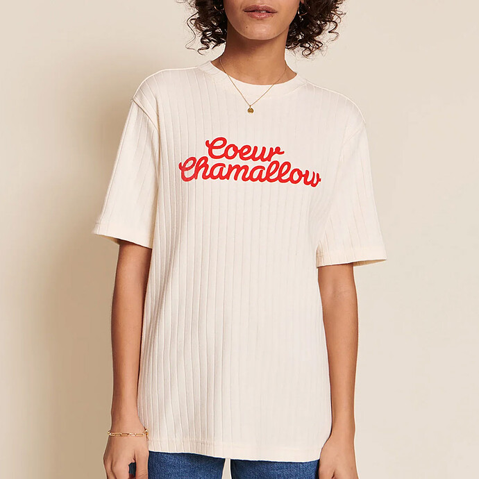 T-shirt Coeur Chamallow Crème Femme - S émoi émoi