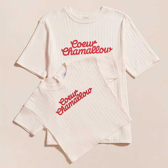 T-shirt Coeur Chamallow Crème Femme - M pas cher