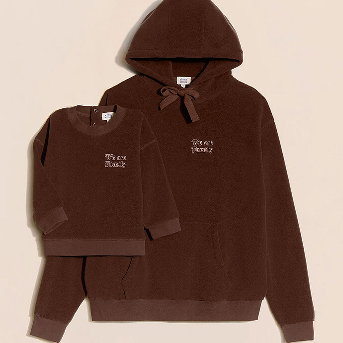 Hoodie Polaire Recyclée We Are Family Chocolat - XL pas cher