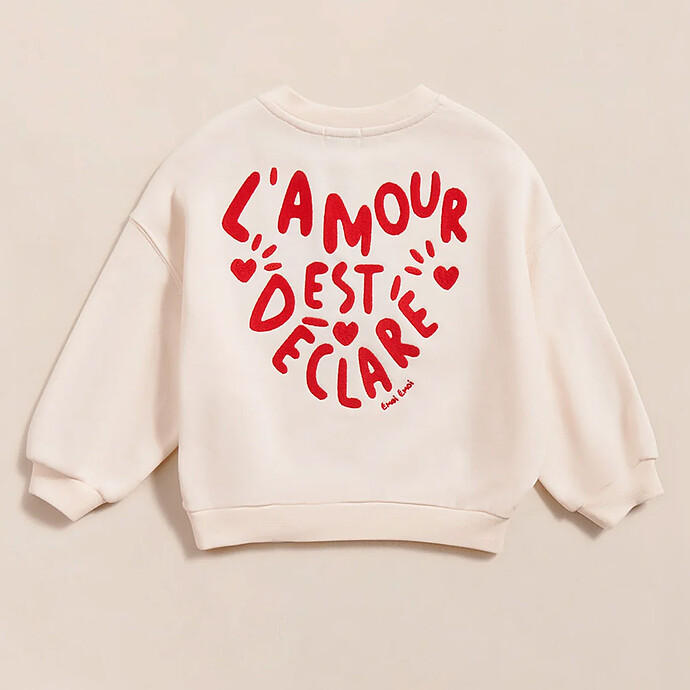 Sweat L'Amour est Déclaré Crème Rouge - 2 Ans émoi émoi