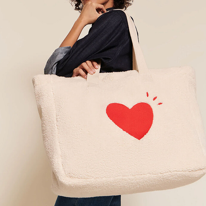 Cabas Coeur en Moumoute - Crème émoi émoi