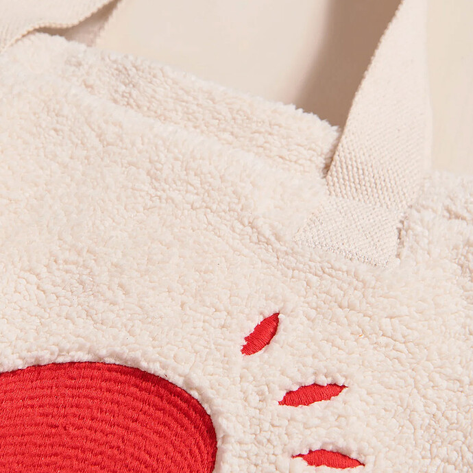 Cabas Coeur en Moumoute - Crème pas cher