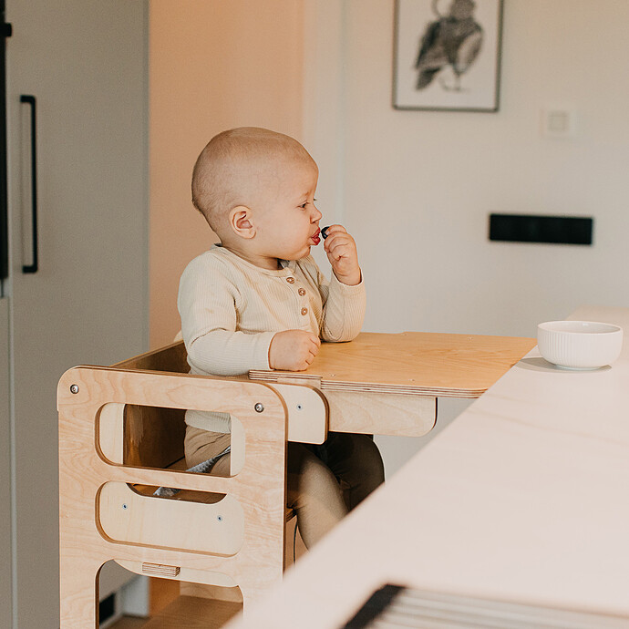 Avis Tour de Cuisine Pliable en Bouleau Avec Kit Chaise Haute - Naturel