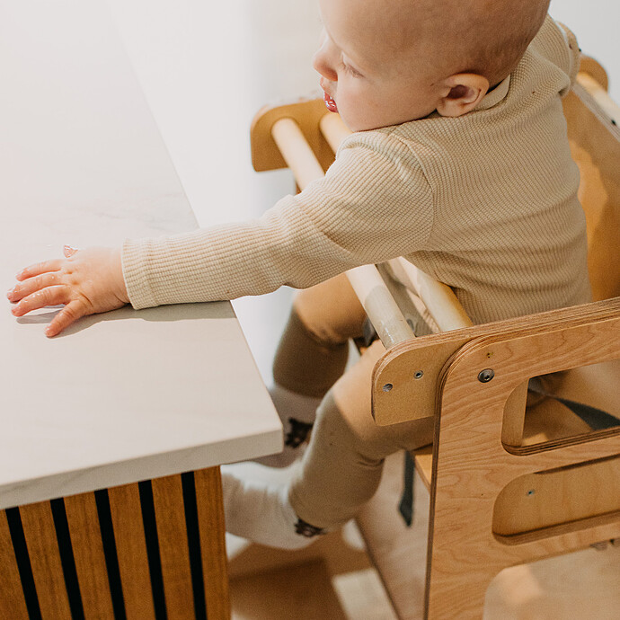 Tour de Cuisine Pliable en Bouleau Avec Kit Chaise Haute - Naturel pas cher