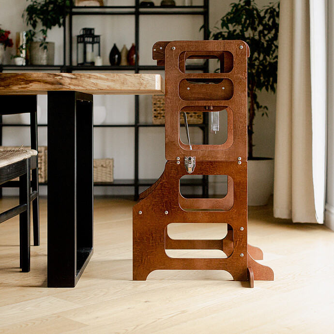 Avis Tour de Cuisine Pliable en Bouleau Avec Kit Chaise Haute - Miel