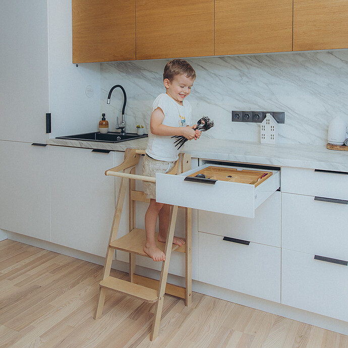 Tour de Cuisine Pliante en Bouleau - Naturel Duck Woodworks