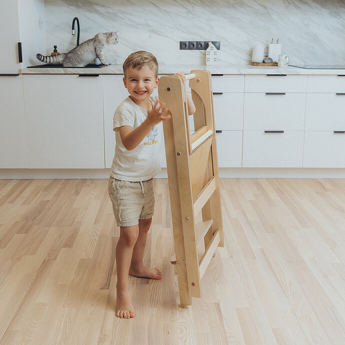 Avis Tour de Cuisine Pliante en Bouleau - Naturel