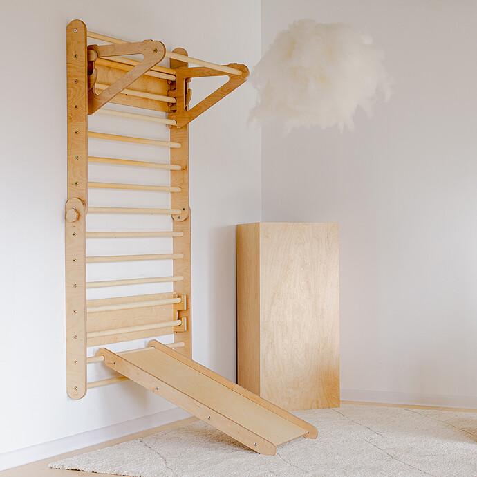 Echelle d'Escalade avec Toboggan - Naturel Duck Woodworks