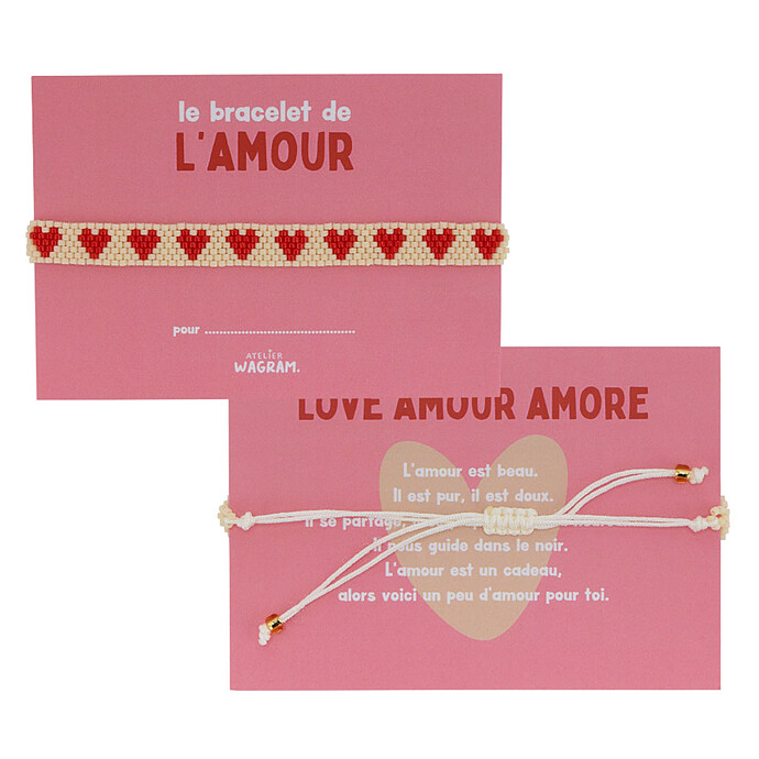 Bracelet en Perle Amour - Blanc et Rouge Atelier Wagram
