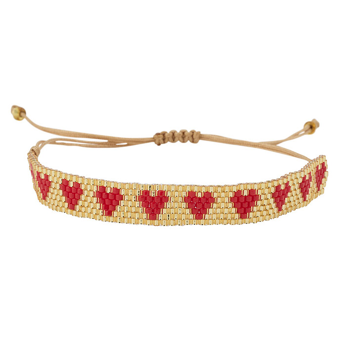 Bracelet en Perle Amour - Or et Rouge Atelier Wagram