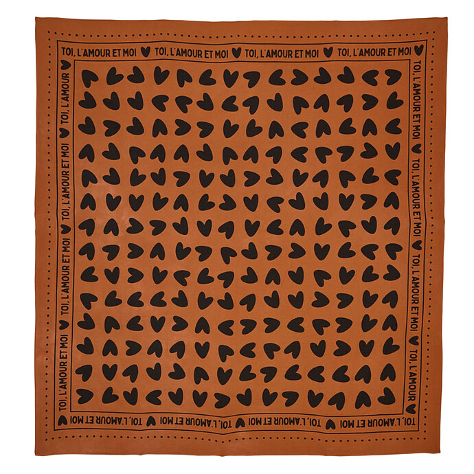 Foulard Enfant - Marron Coeurs Noirs Atelier Wagram