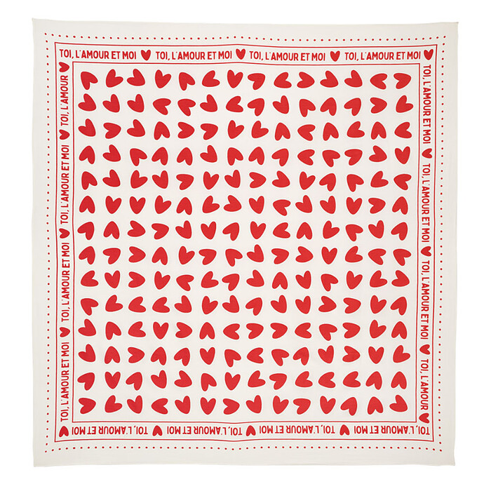Foulard Enfant - Blanc Coeurs Rouges Atelier Wagram