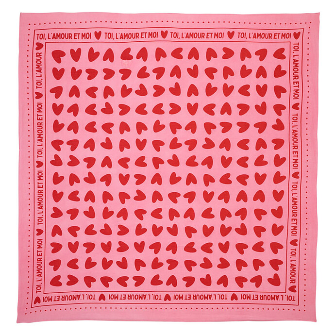 Foulard Adulte - Rose Coeurs Rouges Atelier Wagram