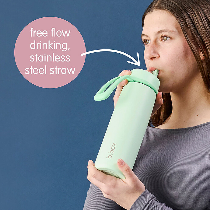 Avis Gourde Isotherme avec Paille Flip Top Olive - 690 ml 