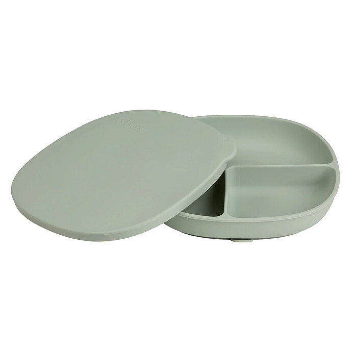 Assiette Compartimentée à Ventouse et Couvercle - Sage b.box for kids