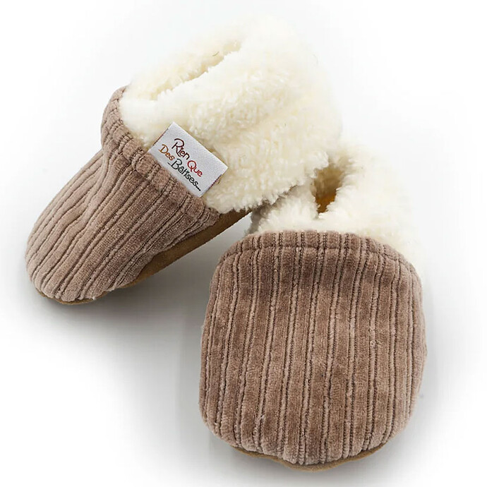 Chaussons Velours Taupe  - 22/23 Rien que des bêtises
