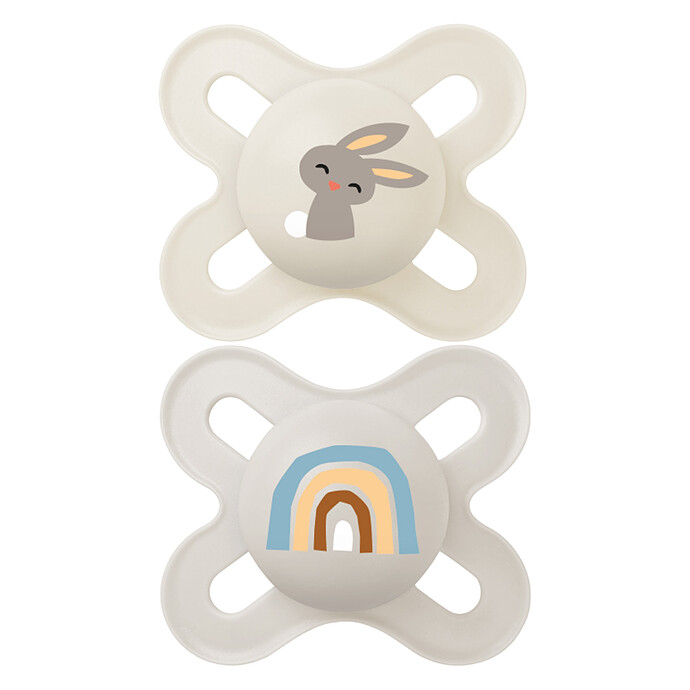 Lot de 2 Sucettes Original Naissance Lapin et Arc-en-ciel - 0/2 Mois MAM