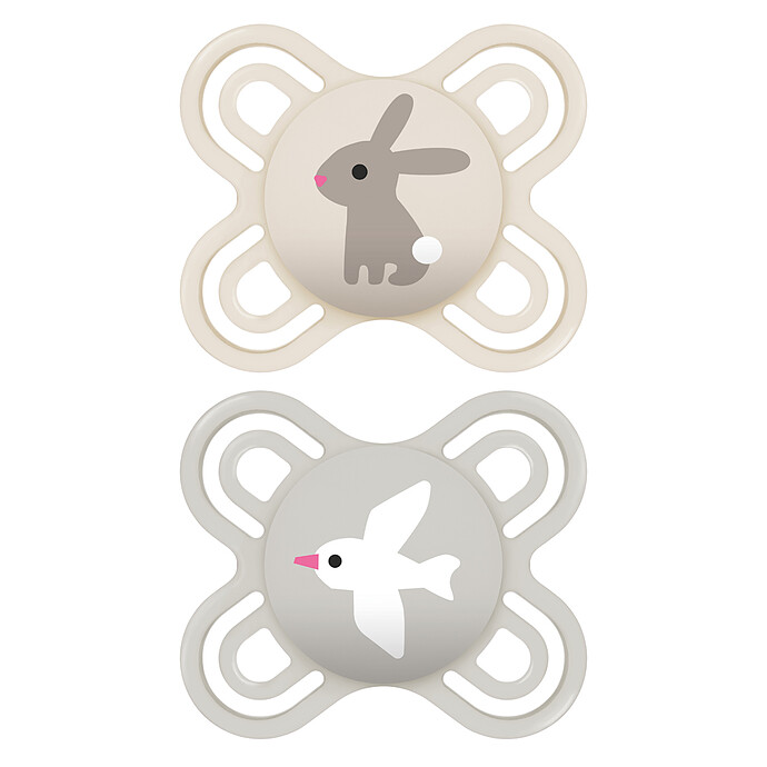 Lot de 2 Sucettes Perfect Lapin et Oiseau - 0/2 Mois MAM