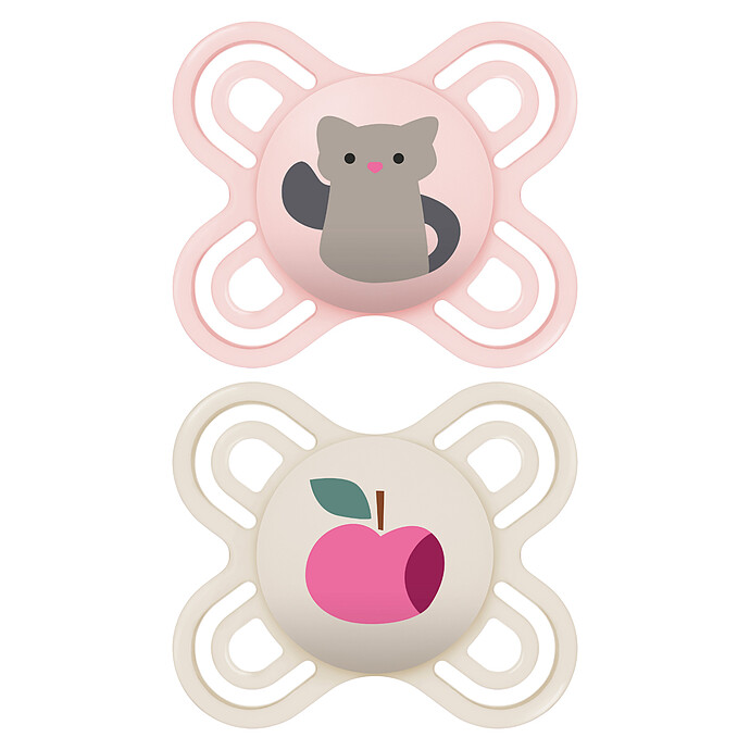 Lot de 2 Sucettes Perfect Chat et Pomme - 0/2 Mois MAM