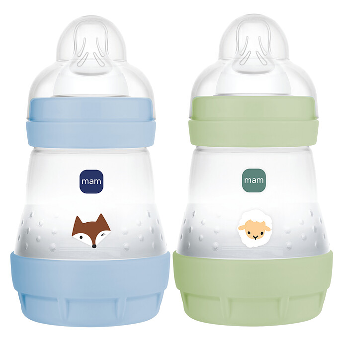 Lot de 2 Biberons Anti-coliques Easy Start Océan et Vert - 160 ml MAM