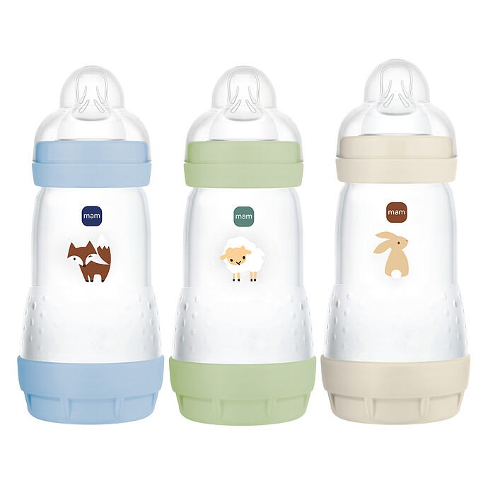 Lot de 3 Biberons Anti-colique Easy Start Océan Vert et Sable - 260 ml MAM