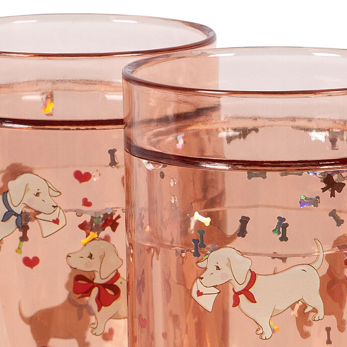 Lot de 2 Verres Magiques Woof Letter Rose - 180 ml  Konges Sløjd