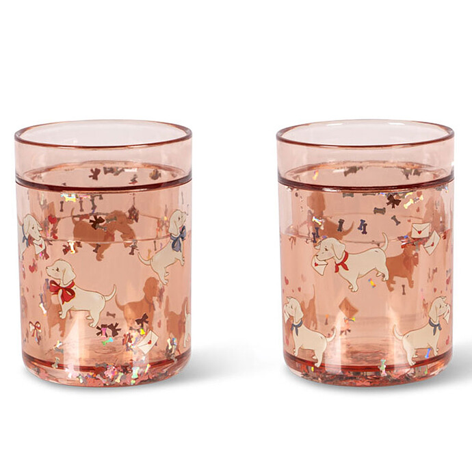 Lot de 2 Verres Magiques Woof Letter Rose - 180 ml  Konges Sløjd