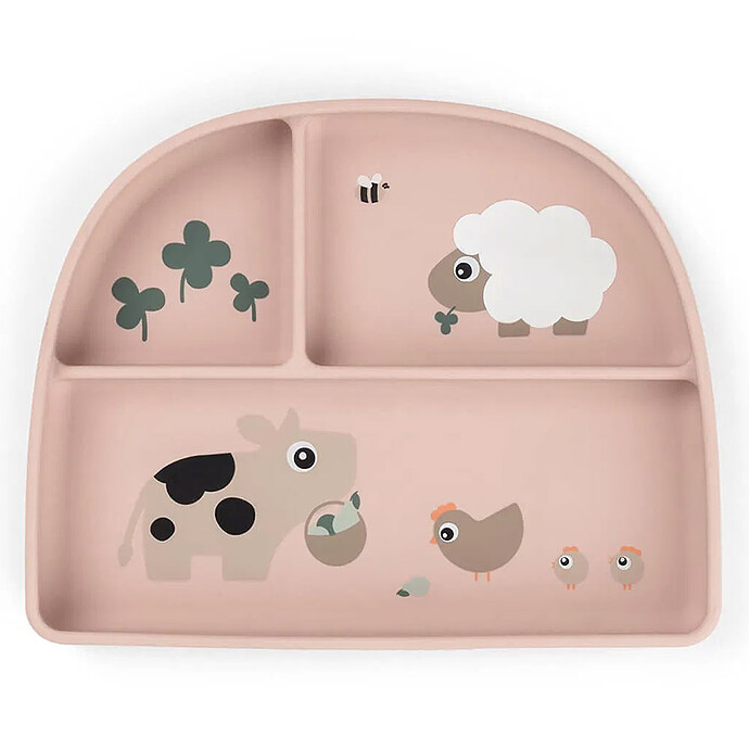 Assiette Stick & Stay Compartimentée - Tiny Farm Rose Done by Deer