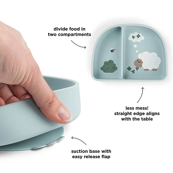 Bol Stick & Stay Compartimenté - Tiny Farm Bleu Done by Deer