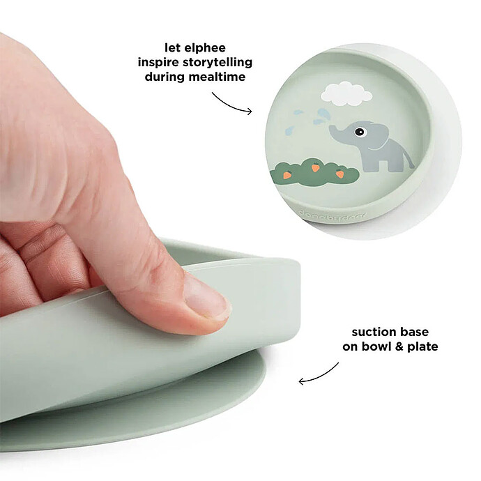 Coffret Repas 3 Pièces Stick & Stay - Elphee Vert Done by Deer